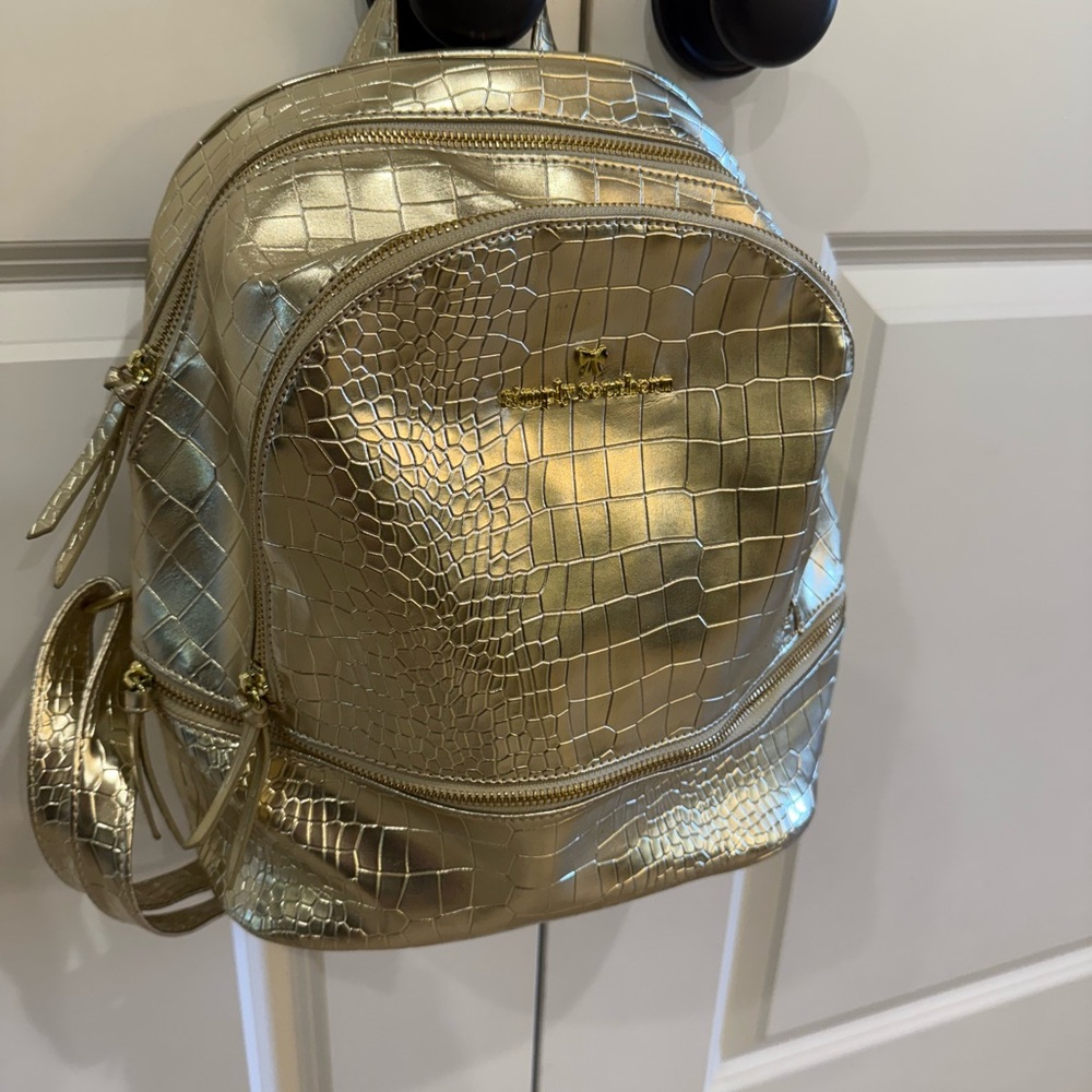 Simply Southern Gold Croc-Embossed Backpack - Picture 4 of 4